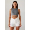 Kadın Gri Çapraz Bağlamalı Crop Top Büstiyer