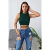 Kadın Yeşil Çapraz Bağlamalı Crop Top Büstiyer