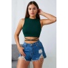 Kadın Yeşil Çapraz Bağlamalı Crop Top Büstiyer
