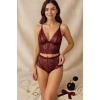Kadın Bordo Dantel Bralet Şort Takımı – Asil ve Sofistike İç Giyim