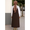 Kadın Acı Kahverengi Basic Ayarlanabilir Askılı Jile Elbise