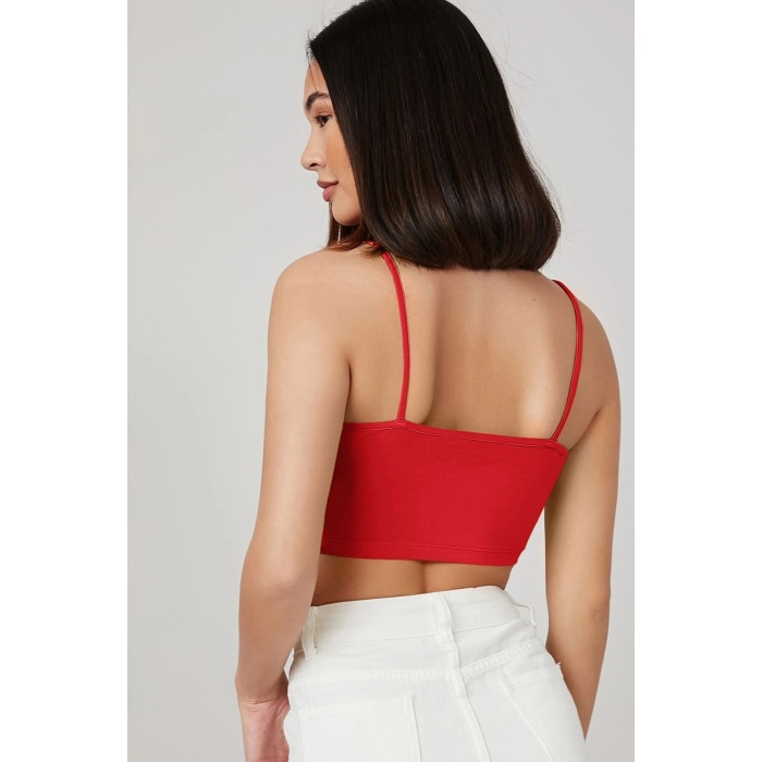 Kadın Kırmızı Ip Askılı Crop Top Büstiyer – Modern ve Şık Tasarım