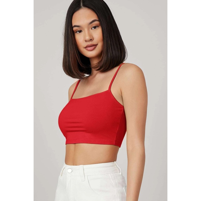 Kadın Kırmızı Ip Askılı Crop Top Büstiyer – Modern ve Şık Tasarım