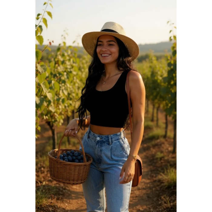 Kadın Siyah Kare Yaka Crop Top Bluz
