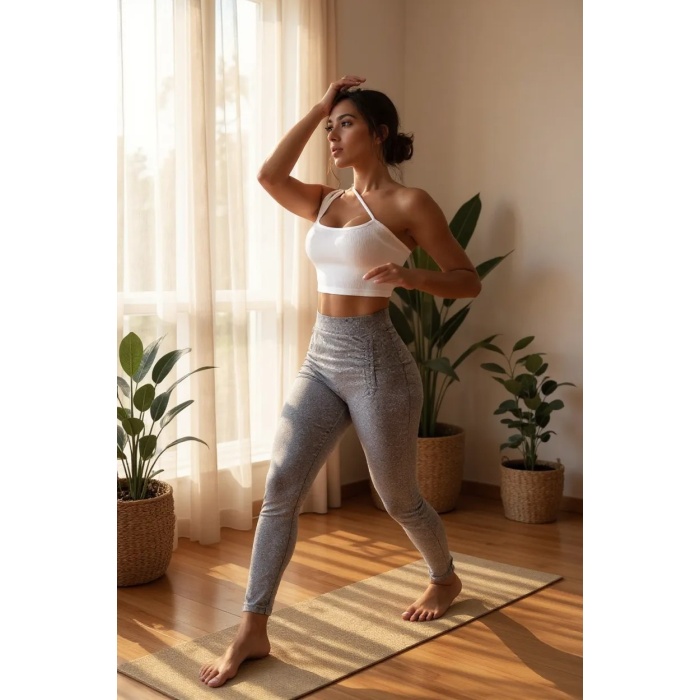 Kadın Beyaz Tek Omuzlu Çapraz Askılı Crop Top Büstiyer