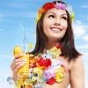 Rengarenk Hawaii Çiçekli Kolye Taç ve Bileklik 4lü Set Tropikal Parti Aksesuarı