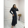Lucky Life Krep Kumaş Uzun Kollu Tam Boy Puantiyeli Elbise 132 Cm