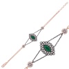 Lucky Life 925 Ayar Gumuss  Rose Mat Yeşil Taşlı Otantik Bileklik