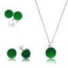 Lucky Life 925 Ayar Gumuss  Yeşil Kristal Bayan Set