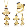 Lucky Life 925 Ayar Gumuss  Sarı Çiçek Bayan Set