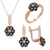 Lucky Life 925 Ayar Gumuss  Elmas Montür Çiçek Bayan Set