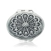 Lucky Life 925 Ayar Gumuss  Papatya Motifli Kapaklı Oval El Aynası
