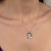 Swarovski Taşlı Lucky Life 925 Ayar Gumuss  Çember Kalp Bayan Kolye