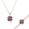 Lucky Life 925 Ayar Gumuss  Mistik Topaz Yonca Bayan Set