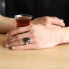 Lucky Life 925 Ayar Gumuss  Yeşil Zirkon Taşlı Erkek Yüzük