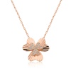 Lucky Life 925 Ayar Gumuss  Rose Kalp Yonca Bayan Kolye