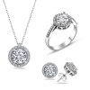 Lucky Life 925 Ayar Gumuss  Yuvarlak Montür Tek Taş Set
