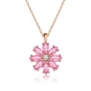 Lucky Life 925 Ayar Gumuss  Rose Pembe Çiçek Kolye