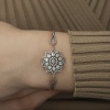 ​Lucky Life 925 Ayar Gumuss  Rose Çiçek Desenli Elmas Montür Bileklik