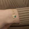 Lucky Life 925 Ayar Gumuss  Gold Nazarlı Yonca Bileklik