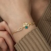 Lucky Life 925 Ayar Gumuss  Gold Nazarlı Yonca Bileklik