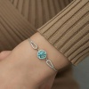 Lucky Life 925 Ayar Gumuss  Aquamarine Bayan Bileklik