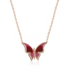Lucky Life 925 Ayar Gumuss  Rose Minimal Kelebek Bayan Kolye