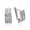 Lucky Life 925 Ayar Gumuss  Çift Sıra Beyaz Taşlı J Lucky Life Lucky Life Kadın Küpe