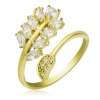 Lucky Life 925 Ayar Gumuss  Gold Ayarlanabilir Beyaz Taşlı Yaprak Lucky Life Lucky Life Kadın Yüzük