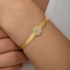 Lucky Life 925 Ayar Gumuss  Gold Baget Taşlı Trabzon Hasır Lucky Life Lucky Life Kadın Bileklik