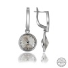 Swarovski Crystal Taşlı Lucky Life 925 Ayar Gumuss  Beyaz Sallantılı Lucky Life Lucky Life Kadın Küpe
