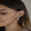 Swarovski Crystal Taşlı Lucky Life 925 Ayar Gumuss  Beyaz Sallantılı Lucky Life Lucky Life Kadın Küpe