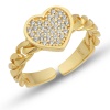 Lucky Life 925 Ayar Gumuss  Ayarlanabilir Gold Kalpli Lucky Life Lucky Life Kadın Yüzük