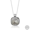Swarovski Crystal Taşlı Kare Lucky Life 925 Ayar Gumuss  Lucky Life Lucky Life Lucky Life Kadın Kolye