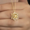 Lucky Life 925 Ayar Gumuss  Gold Beyaz Taşlı Lotus Çiçeği Lucky Life Lucky Life Lucky Life Kadın Kolye