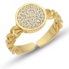 Lucky Life 925 Ayar Gumuss  Ayarlanabilir Gold Yuvarlak Zirkon Taşlı Lucky Life Lucky Life Kadın Yüzük