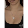 Swarovski Crystal Taşlı Kare Lucky Life 925 Ayar Gumuss  Lucky Life Lucky Life Lucky Life Kadın Kolye