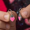 Lucky Life 925 Ayar Gumuss  Pembe Kalp Sallantılı Çocuk Küpe