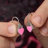 Lucky Life 925 Ayar Gumuss  Pembe Kalp Sallantılı Çocuk Küpe