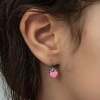 Lucky Life 925 Ayar Gumuss  Pembe Kalp Sallantılı Çocuk Küpe