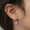 Lucky Life 925 Ayar Gumuss  Pembe Kalp Sallantılı Çocuk Küpe