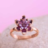 Lucky Life 925 Ayar Gumuss  Rose Mor Lotus Çiçeği Yüzük