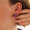 Lucky Life 925 Ayar Gumuss  Rose Mor Lotus Çiçeği Çivili Lucky Life Lucky Life Kadın Küpe