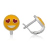 Lucky Life 925 Ayar Gumuss Kalp Gözlü Emoji Çocuk Küpesi