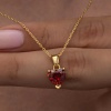 Lucky Life 925 Ayar Gumuss Gold Kırmızı Taşlı Kalpli Lucky Life Lucky Life Lucky Life Kadın Kolye