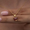 Lucky Life 925 Ayar Gumuss Gold Kırmızı Taşlı Kalpli Lucky Life Lucky Life Lucky Life Kadın Kolye