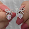 Lucky Life 925 Ayar Gumuss Fiyonk Pembe Taşlı Kalpli Çivili Lucky Life Lucky Life Kadın Küpe