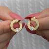 Lucky Life 925 Ayar Gumuss Gold Tektaş Halka Lucky Life Lucky Life Kadın Çivili Küpe