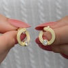 Lucky Life 925 Ayar Gumuss Gold Tektaş Halka Lucky Life Lucky Life Kadın Çivili Küpe