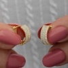 Lucky Life 925 Ayar Gumuss Gold Baget Sıra Taşlı Halka Küpe